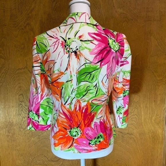 City Silk Abstract Floral Print Jacket EUC - Picture 2 of 5